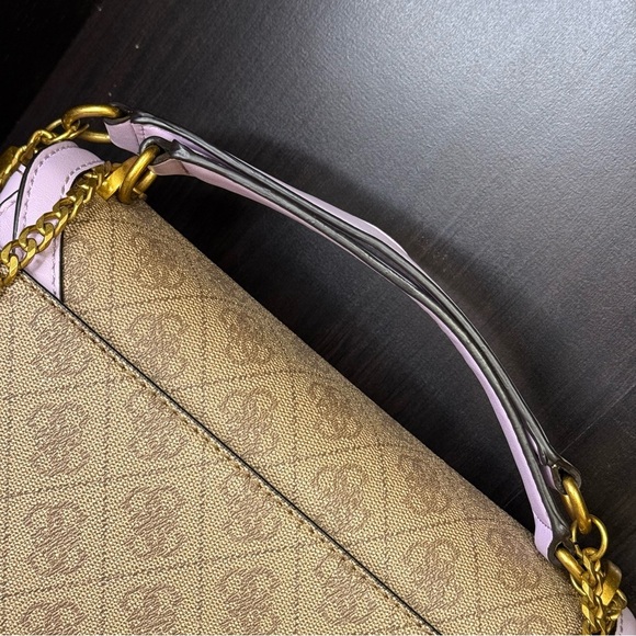 GUESS Katey Flap Shoulder Bag Lilac Rare Quilted Purse Crossbody Lavender Cream - Picture 15 of 15